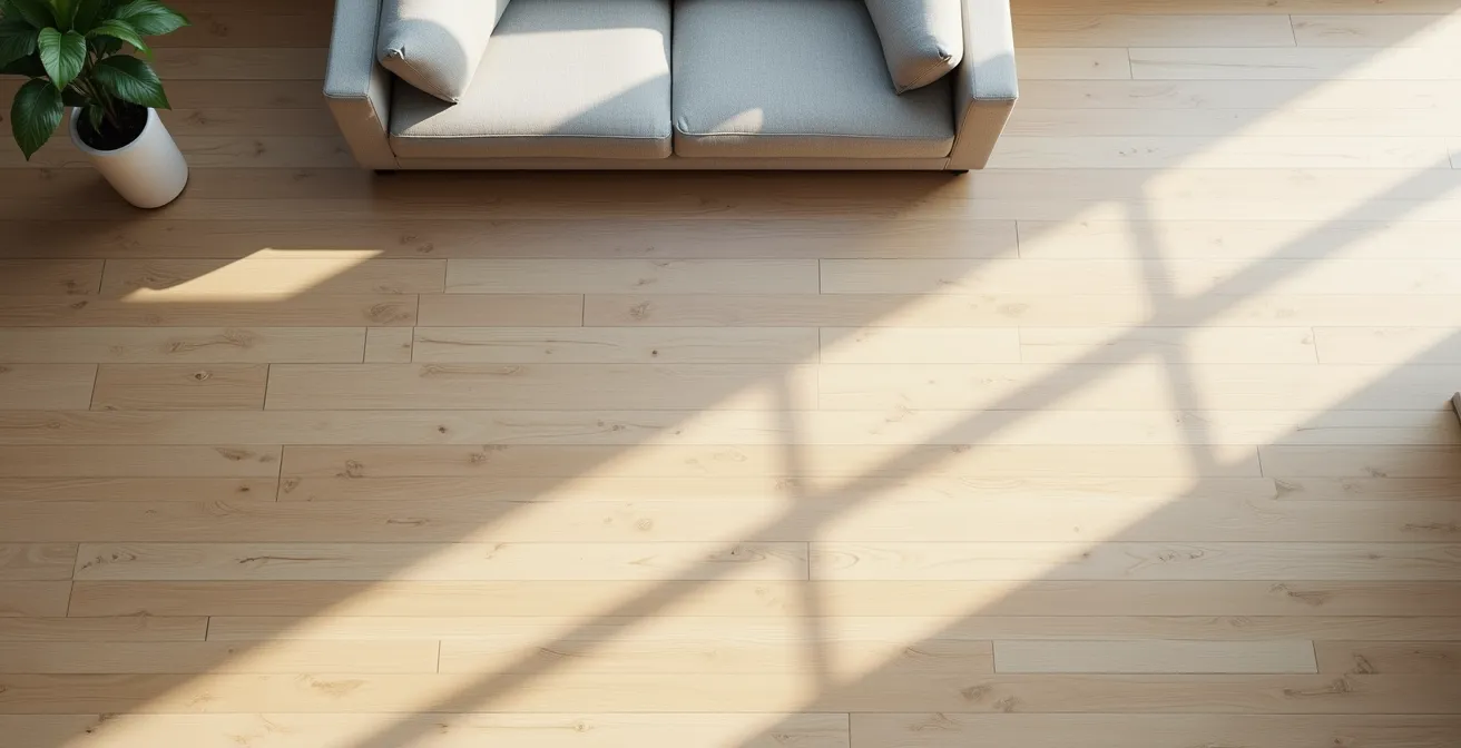 Vue aérienne d'un salon montrant les espaces de circulation autour du mobilier